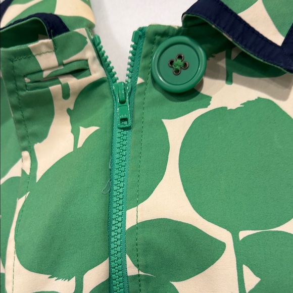 Boden Apple Print Rain Coat Cotton Hooded Green White Size 14 - Picture 11 of 14